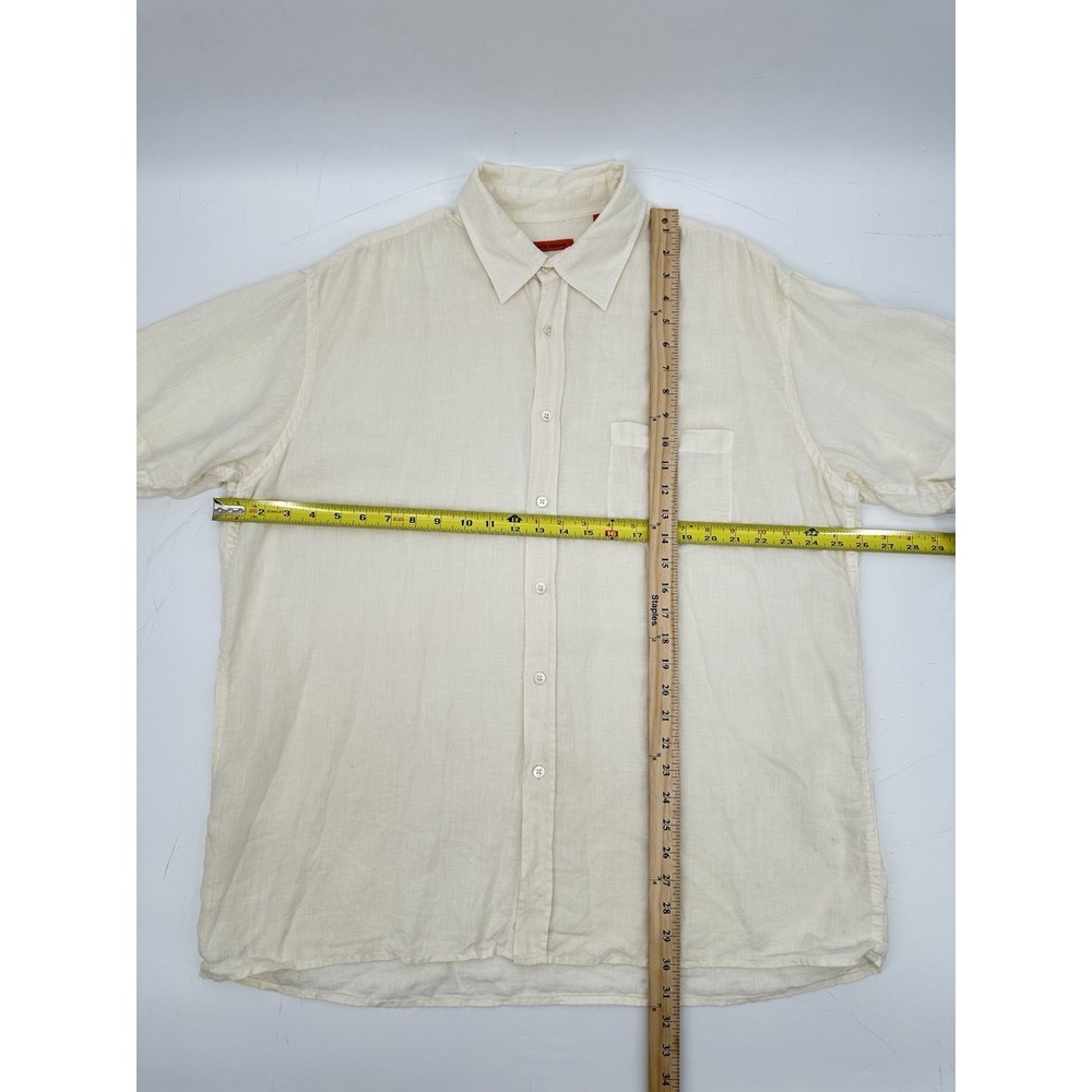 Martin Gordon 100% Linen Shirt XL Ivory Button Up Short Sleeve Coastal Resort - Picture 4 of 12